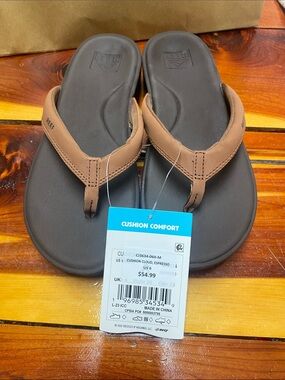 Reef Women’s Cushion Flip Flops - Brown Straps with Dark Brown Footbed NWT